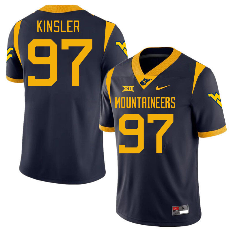 #97 Elijah Kinsler West Virginia Mountaineers College 2024 New Uniforms Football Jerseys Stitched Sale-Navy